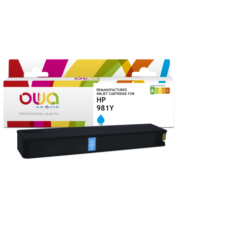 CARTOUCHE D'ENCRE REMANUFACTURÉE OWA - HAUTE CAPACITÉ - CYAN - POUR HP 981Y - CARTOUCHE COMPATIBLE