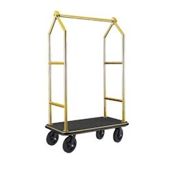 Chariot à bagages VOYAGER, 112 x 65 x 190 cm, titane-or, tapis noir, acier inoxydable chromé 18/8 - Was Germany - 4044925161084_0