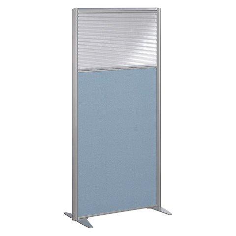 CLOISON B-ZEN DE SÉPARATION SEMI VITRÉE TISSU TONAL GRIS BLEU - H 160 X L 81 CM CADRE GRIS ARGENT -SANS PIED