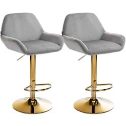 CLP Lot de 2 tabourets de bar Braga or velours Gris - gris textile 325112_0