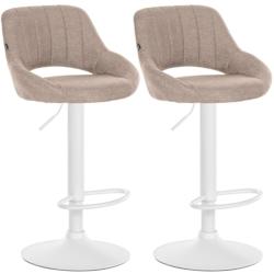 CLP Lot de 2 tabourets de bar Milet tissu Taupe/Métal blanc mat - gris textile 324424_0