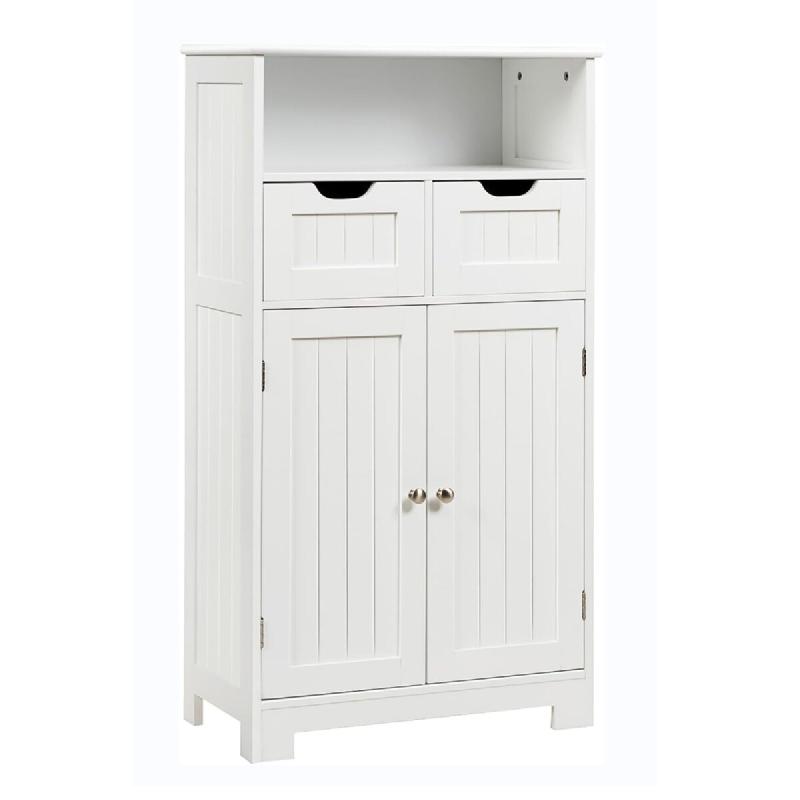 COSTWAY Armoire de salle de bain avec étagère réglable, meuble autoportant, pour salle de bain, chambre, salon et bureau, 60 x 30 x 109 cm, blanc -_0