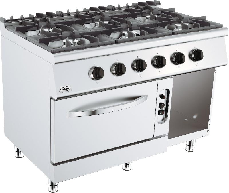 Cuisiniere a gaz professionnelle 6 bruleurs avec four à gaz 1200x700 - P7178.0420_0