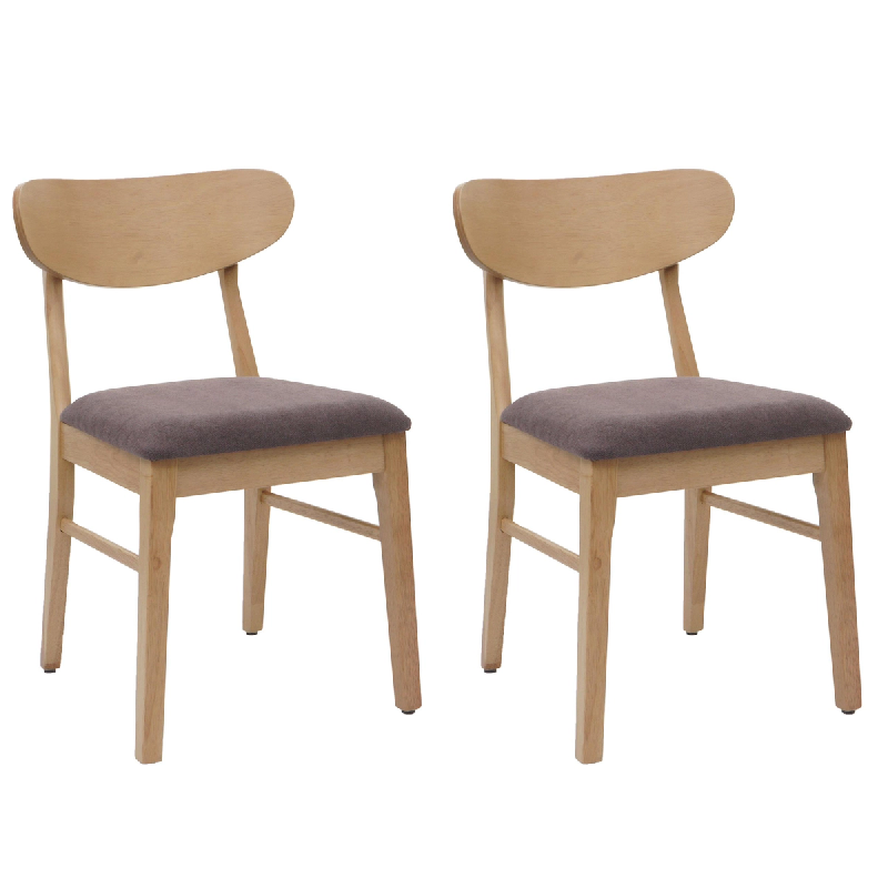 Décoshop26 - Lot de 2 chaises de salle à manger cuisine avec dossier en tissu taupe et structure en bois 04_0007382 - 3000262094486_0