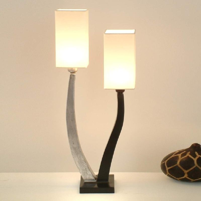 HOLLÄNDER ÉLÉGANTE LAMPE À POSER QUADRANGOLAR, ARGT 2 LPS.