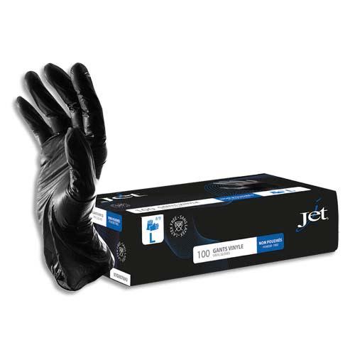 Boîte de 100 gants vinyle noirs non poudrés - taille 7/S - ambidextres et sans phtalates_0