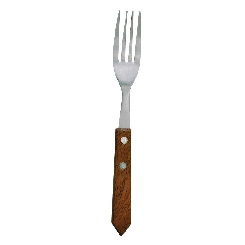 FOURCHETTE À STEAK OLYMPIA AVEC MANCHE EN BOIS - 12 PIÈCES