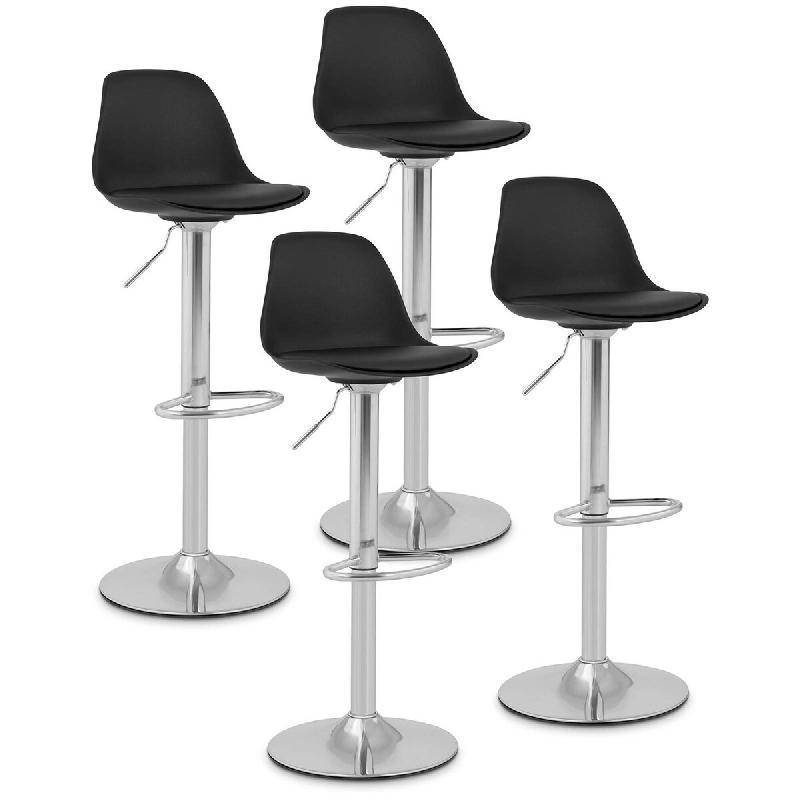 Fromm & Starck - Fromm & Starck Star_Seat_02 Tabouret de Bar - Lot de 4 - avec Dossier - Armature en Acier chromé - Noir 150 kg Acier/PP Hauteur - no_0