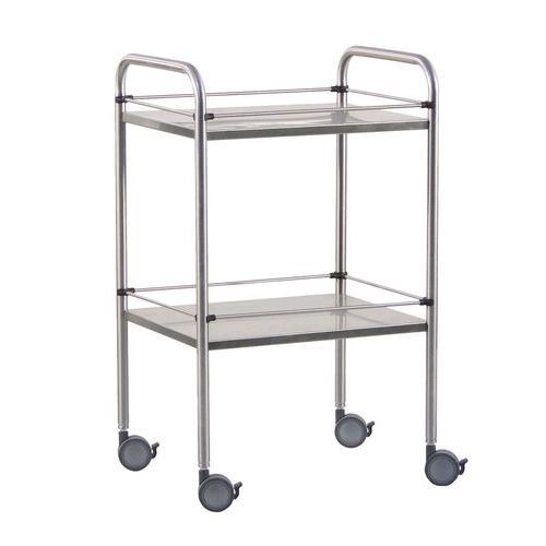 GUÉRIDON INOX 70X50X80 CM- 2 PLATEAUX AMOVIBLES - HOLTEX