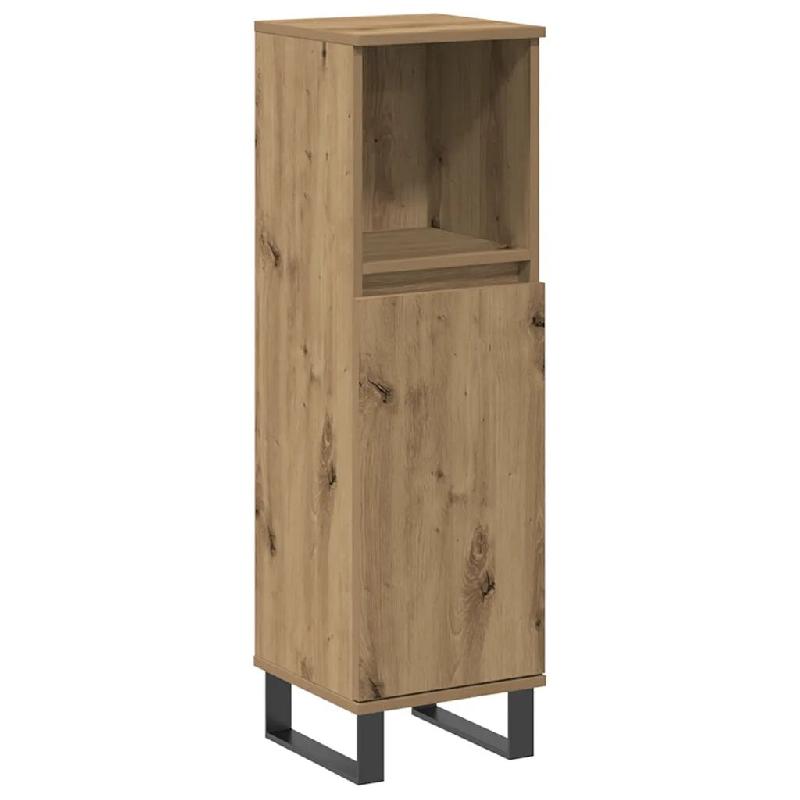 Helloshop26 - Armoire de salle de bain chêne artisanal rangement 30 x 30 x 100 cm style industriel finition lisse en bois 02_0051092 - Bois massif 30_0