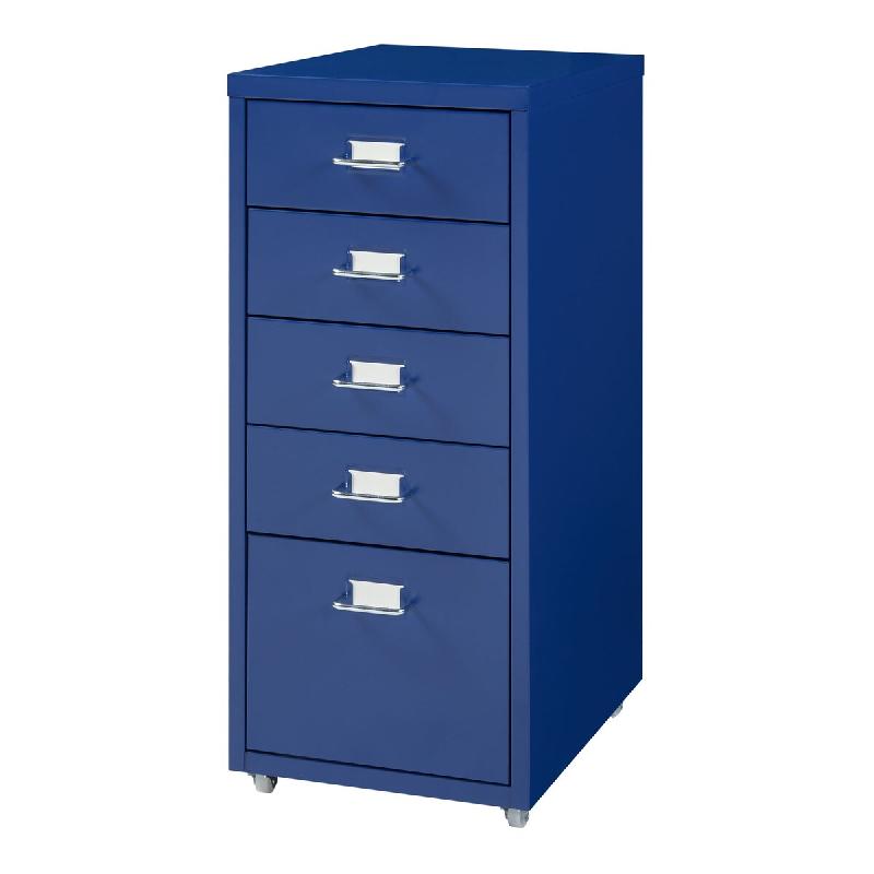 Helloshop26 - Caisson de bureau armoire meuble de rangement à roulettes avec 5 tiroirs 69 x 28 x 41 cm bleu 03_0009099 - 3000224507122_0