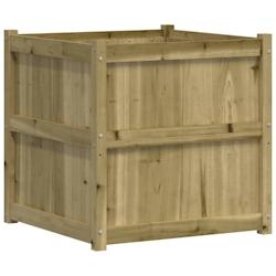 Helloshop26 - Jardinière bac lit surélevé plantes fleurs terrasse jardin d'extérieur 70 x 70 x 70 cm bois de pin imprégné marron 02_0038559 - 30_0