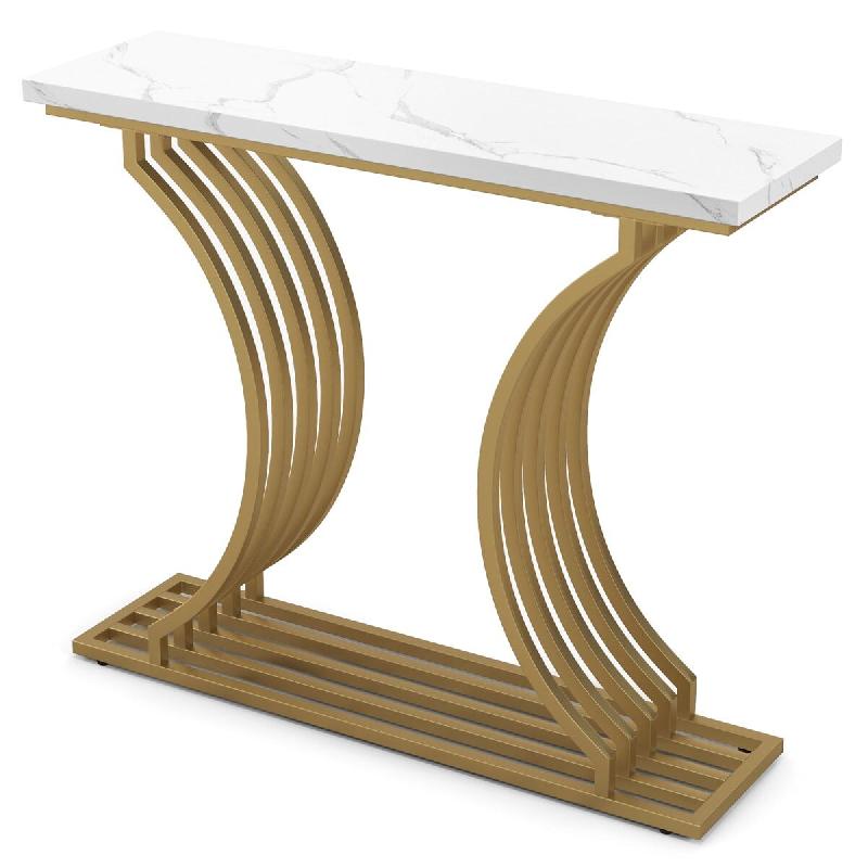 Helloshop26 - Table console moderne 100 x 29,5 x 80,5 cm avec étagère inférieure et kits anti-basculement en MDF blanc 20_0020711 - blanc Bois manu_0