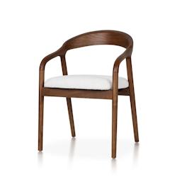 Kosmi Chaise style scandinave en bois couleur noyer avec assise en tissu beige clair chiné – Élégance et confort - marron Bois massif 3760301698074_0