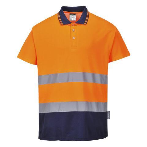 LOT DE 2 - PORTWEST S174 POLO COTON COMFORT ORANGE/MARINE - TAILLE XXXL