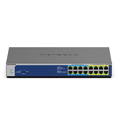 NETGEAR GS516UP Non-géré Gigabit Ethernet (10/100/1000) Connexion Ethernet, supportant l'alimentation via ce port (PoE) Gris_0