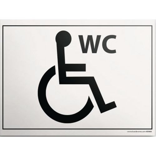 PLAQUE GRAVÉE WC POUR PMR 10X14 CM FOND BLANC