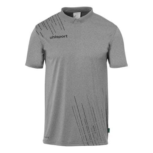 POLO POLYCOTON - UHLSPORT - SCORE 26 GRIS FONCÉ CHINÉ/NOIR