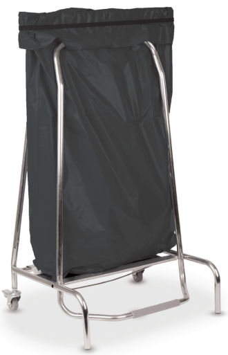Poubelle à pédale tout inox - ouverture en ciseau - 110L - roulettes avec frein_0