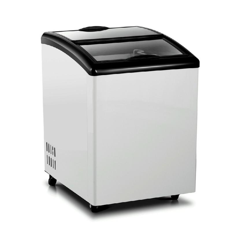 Romux® Îlot Congélateur pour Glaces 138 Litres avec 2 Portes Coulissantes en Verre Courbé Blanc | Congélateurs Professionnels - 8435811807524_0