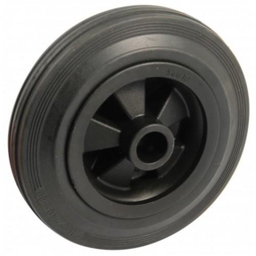 ROUE CAOUTCHOUC NOIR - 160 MM - ALÉSAGE 20 MM - 150 KG - ALÉSAGE LISSE AVL