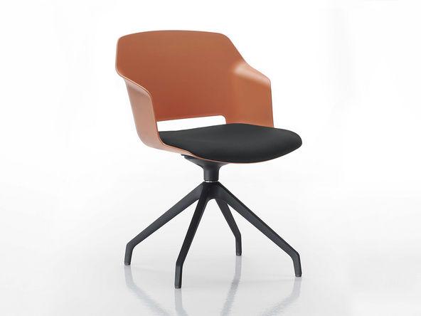 Lot de 2 sièges de réunion Clop avec placet d'assise piètement 4 branches giratoire en polypropylène_0