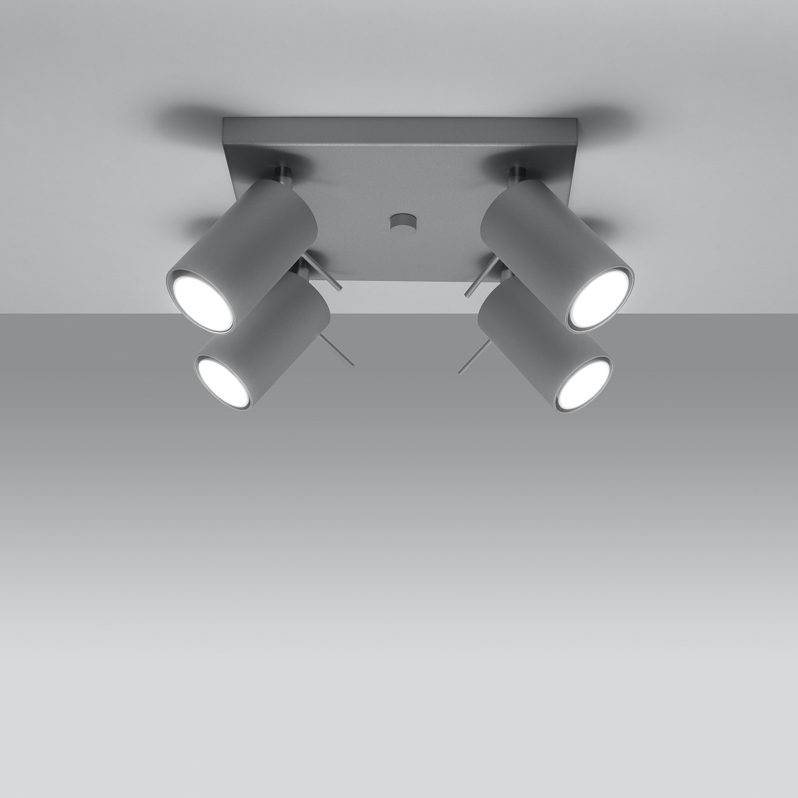 EULUNA SPOT POUR PLAFOND ROUND CARRÉ GRIS À 4 LAMPES