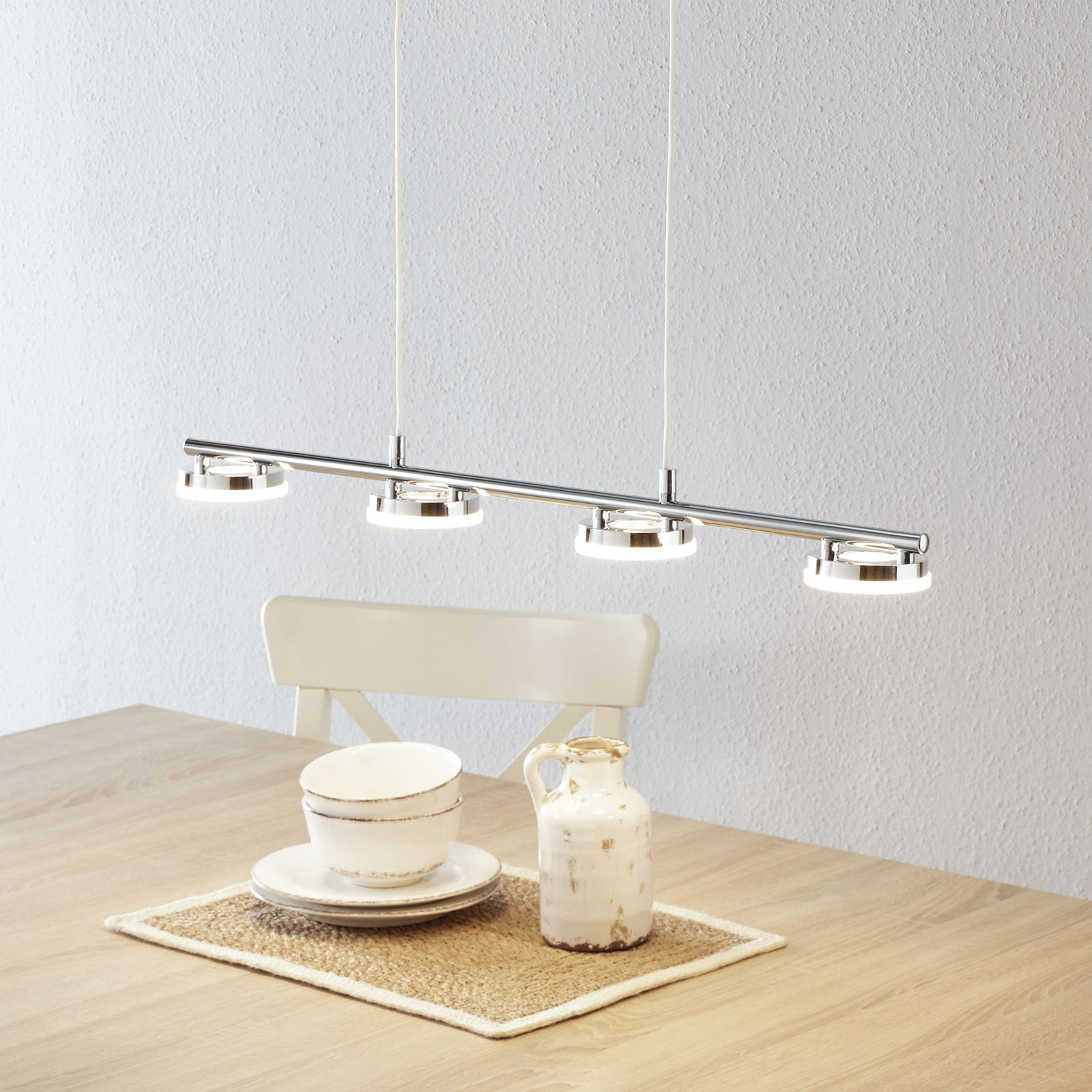 REALITY LEUCHTEN SUSPENSION LED RENNES BRILLANTE À QUATRE LAMPES