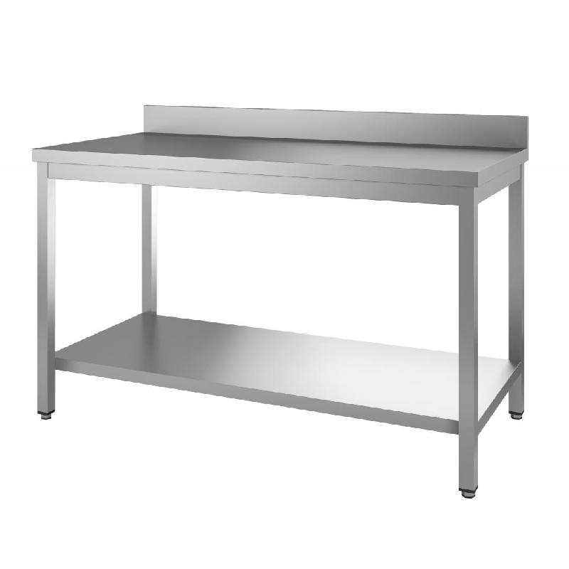 Table de préparation inox 304 avec étagère basse et dosseret 1000x7... - PGS039_0