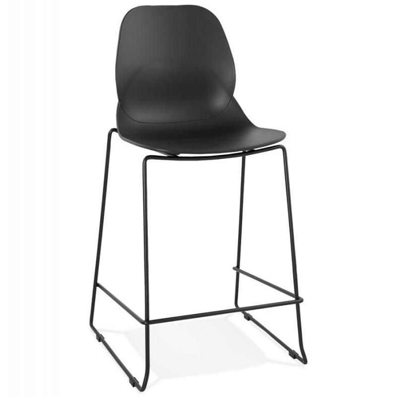 Tabouret de bar Garen 101cm noir - Paris Prix - métal et polypropylène, usage extérieur, empilable_0