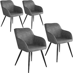 Tectake 4 Chaises Marilyn tissu - gris/noir -404063 - grey plastic 404063_0