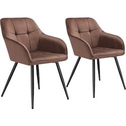 Tectake Lot 2 chaises rembourrées en velours matelassé et dossier continu brun - 405776 - marron polyester 405776_0