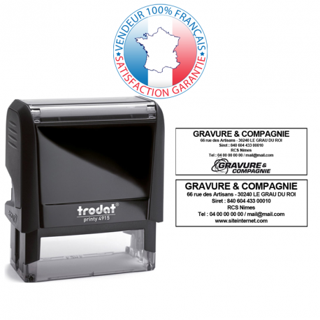 Tampon encreur Trodat Printy 4915 - empreinte 6 lignes 70 x 25 mm offerte - référence 007-trodat-printy-4915_0