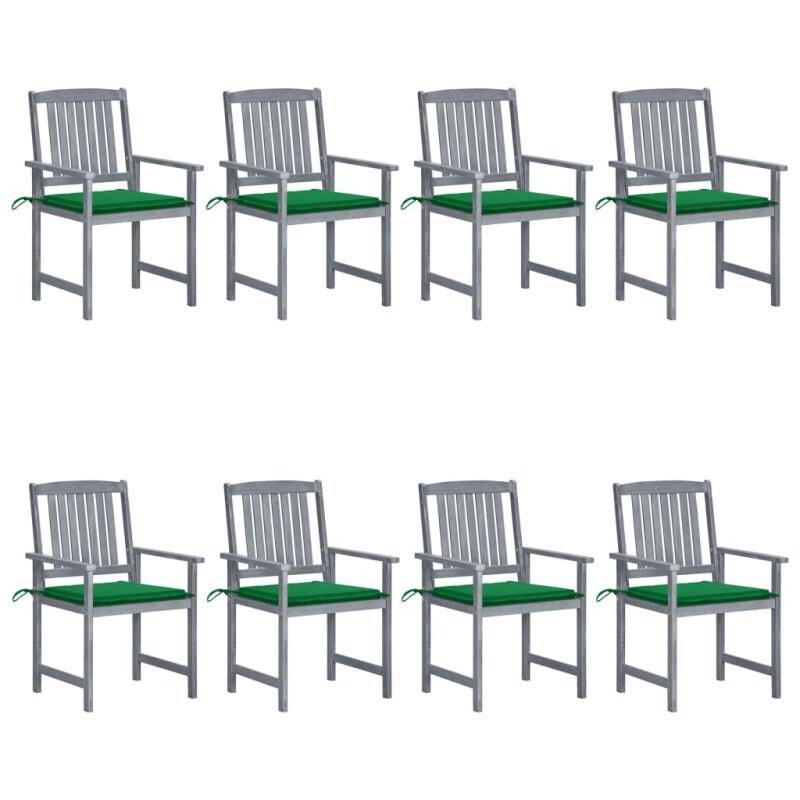 VidaXL Chaises De Jardin Et Coussins Lot De 8 Bois Acacia Solide Gris - gris 8720286508190_0
