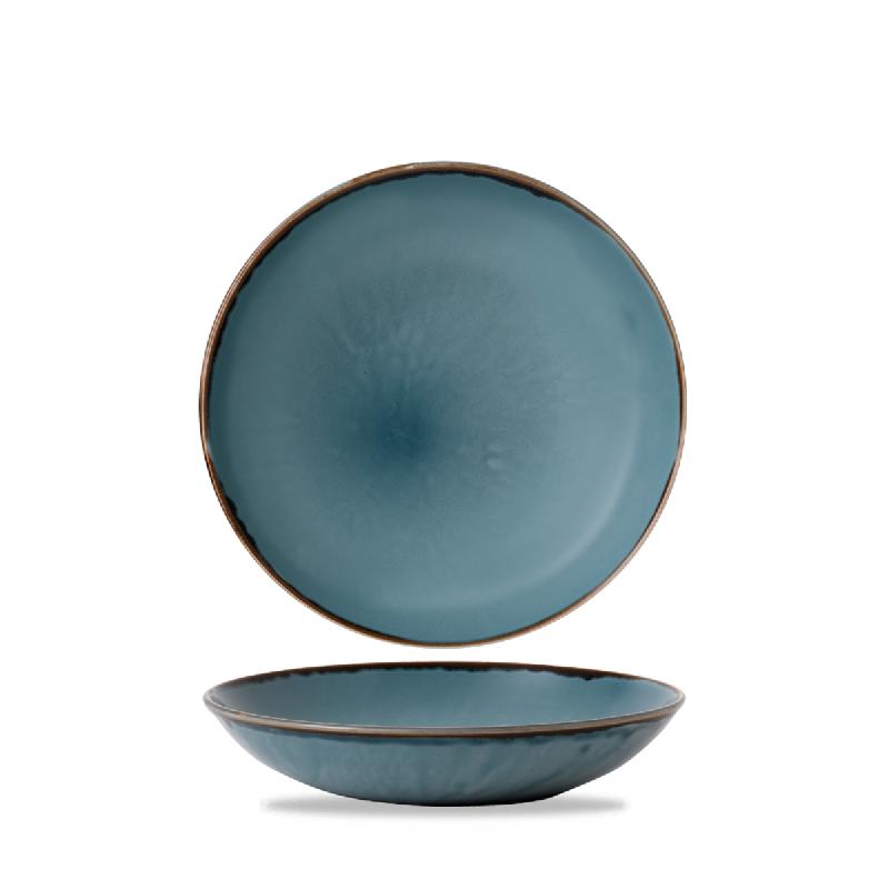 ASSIETTE COUPE CREUSE ROND BLEU PORCELAINE Ø 24,8 CM HARVEST DUDSON