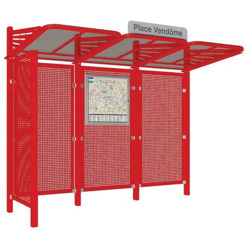 ABRI BUS CONVIVIALE 3 M ACIER BARDAGE GAUCHE ROUGE 3020 - PROCITY