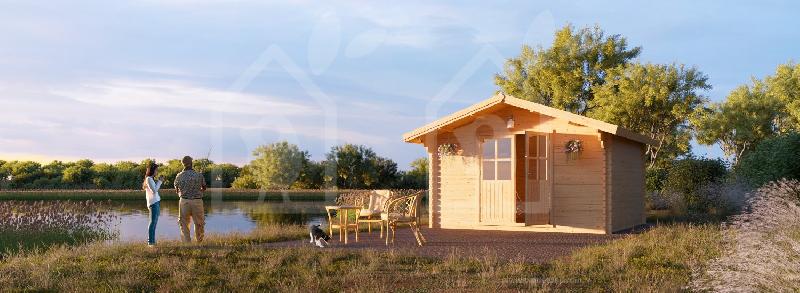 Abri de jardin Palma 16m² (4x4) - Pin nordique naturel - Épaisseur 34mm_0