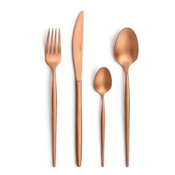 Amefa Ménagère 24 pièces Soprano Cuivre - Couverts inox 18/10 finition PVD cuivre rosé - cuivre inox 3546690463550_0