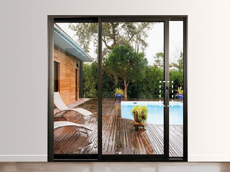 Baie Vitrée Coulissante à Galandage Aluminium 2 Vantaux PROFILS SYSTÈMES Refoulement Même Coté (gauche) Birail Sur Mesure Référence: Galandage Alu 2 vtx sens gauche_0