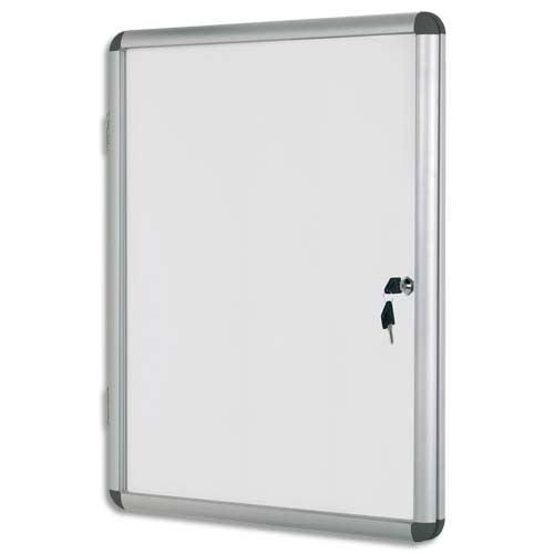 Bi-office vitrine d'intérieur en aluminium - surface magnétique ou fond liège - format 98,1 x 72 cm - verrouillable avec 2 clés_0