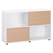 BIBLIOTHÈQUE TETRIS 4 CASES CORPS BLANC, PORTES CHÊNE