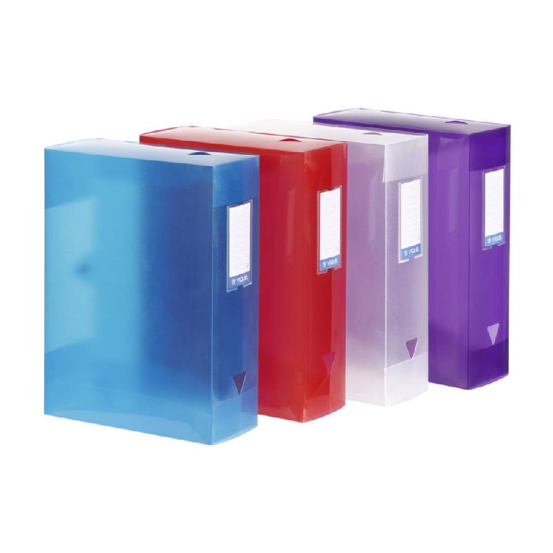 BOÎTE DE CLASSEMENT VIQUEL PROPYGLASS EN POLYPROPYLENE - A4 - DOS 10 CM - COLORIS ASSORTIS - LOT DE 4