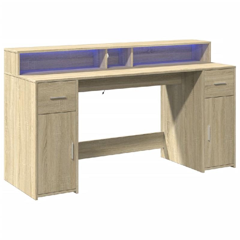 Bureau avec lumières LED chêne sonoma bois d'ingénierie Modèle Atlas Master Élite - 8721158402660_0
