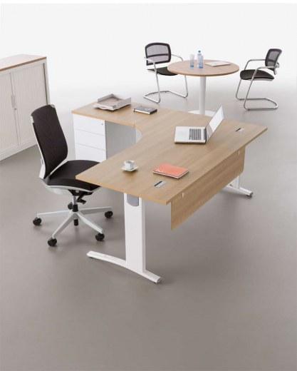 Bureau d'angle ELISE avec retour sur caisson porteur - Référence 7555 BD C - Fabrication française_0