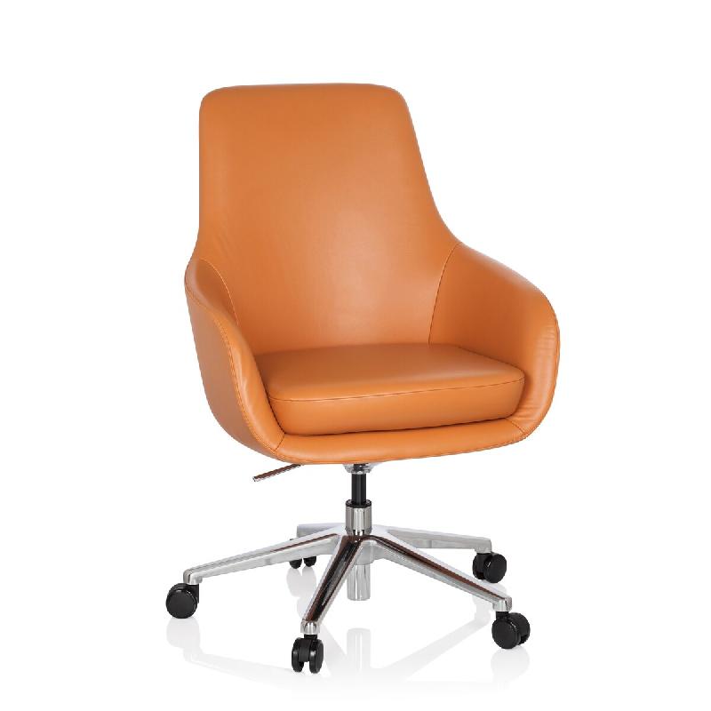 Chaise de bureau / fauteuil de direction BARENO cuir orange hjh OFFICE - orange cuir 600981_0