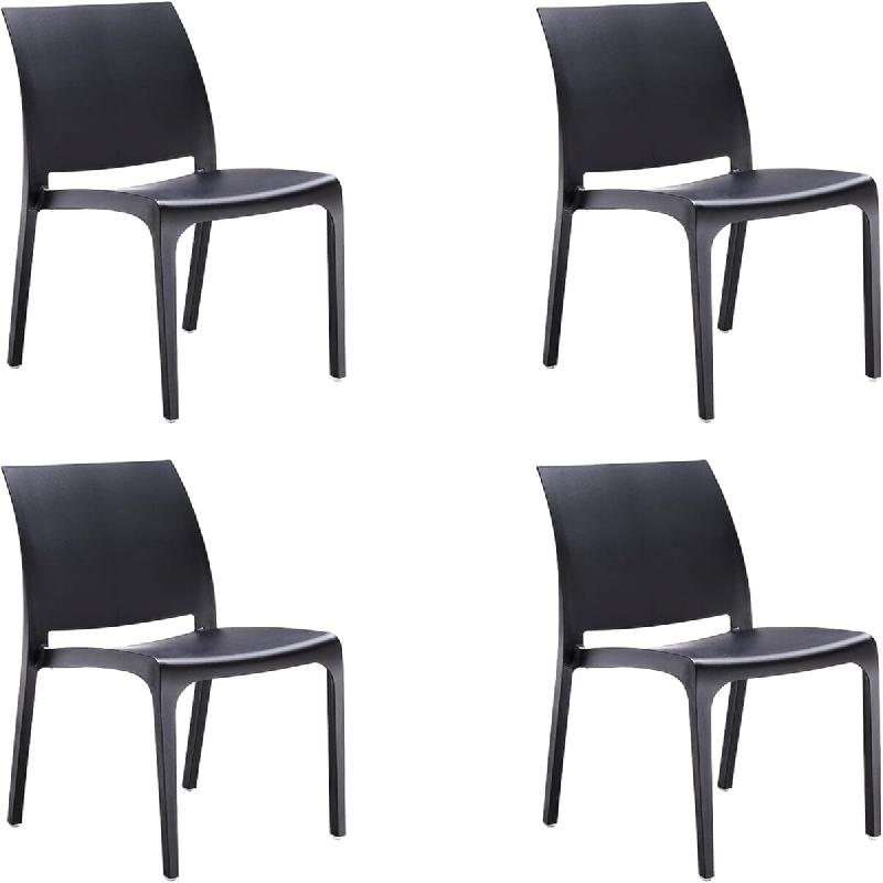 Chaise Empilable En Résine Fabriquée En Italie Design Pour L'Intérieur Et L'Extérieur Sofia Noir 4 Pcs - noir 8056157805731_0