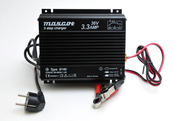 Chargeur de batterie plomb 36V/3.3A - 230V Mascot 9740 - Pinces crocodiles - Intelligent_0