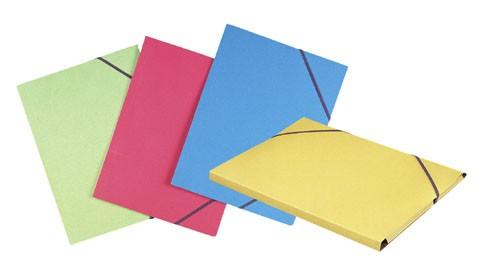 LOT DE 50 - CHEMISE À ÉLASTIQUE 3 RABATS CARTE 24 X 32 CM DOS 2 CM COULEURS ASSORTIES