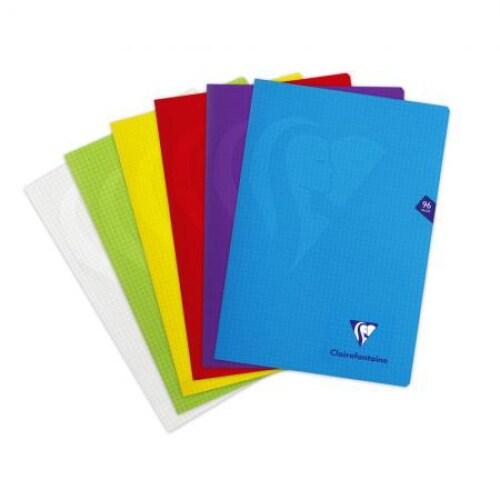 Clairefontaine Lot de 10 Cahier Mimesys A4, 96p./48 feuilles 90 g/m² piquées, coloris assortis (6), quadrillé 5x5 - 3329683031628_0