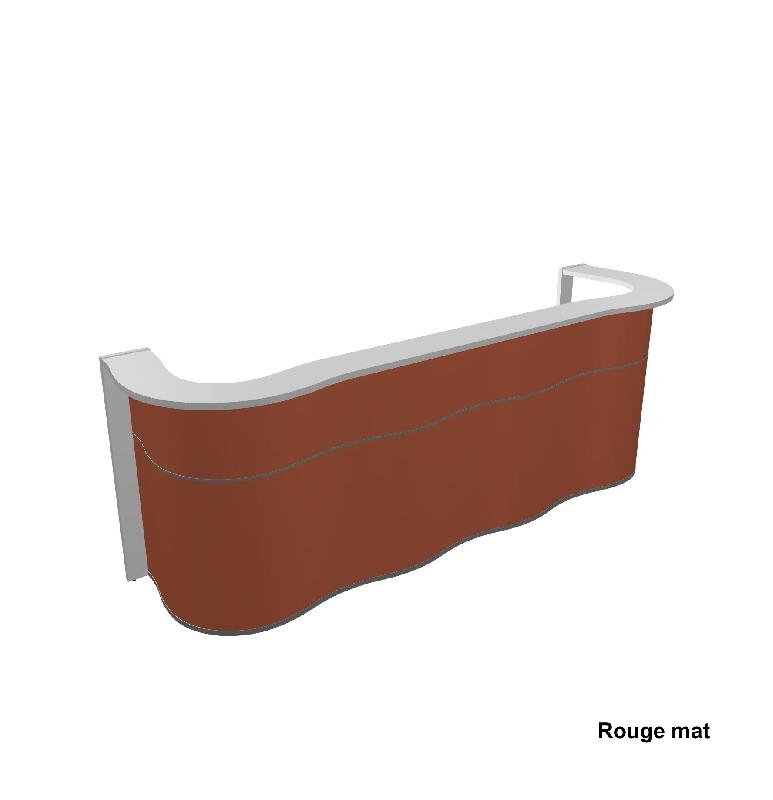 Comptoir d'accueil 3 postes Wave - MDD - Rouge mat, 356_0